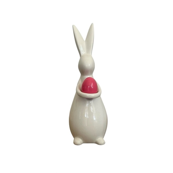 Other - Ceramic Bunny Figurine with Pink Egg | Modern Easter Decor
